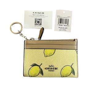 Coach Lemon Print ID & Card Holder w/ Keychain - NWT